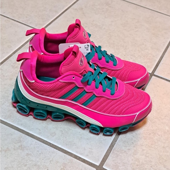 Adidas Originals Microbounce T1 Shoe Size 7.5 Women's Shock Pink Green EF4886 - Picture 5 of 12